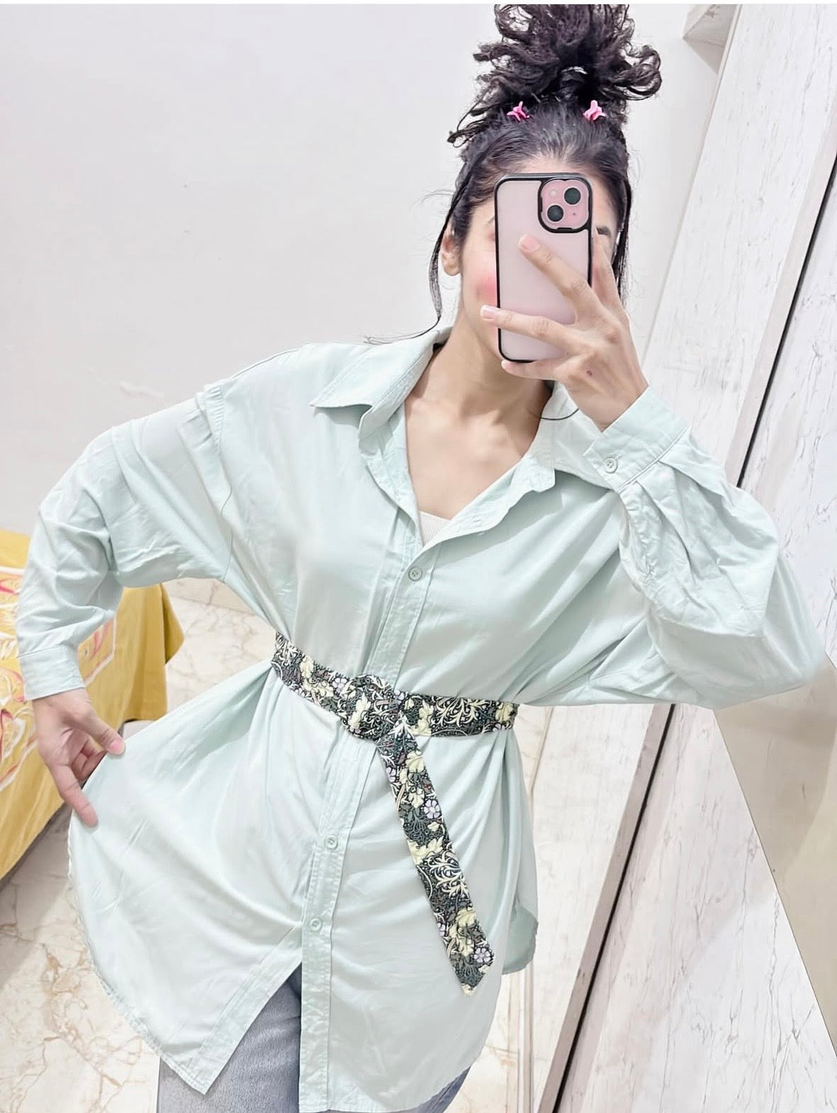 Size-XL-2XL , Bust -42-44( Shirt + Belt)